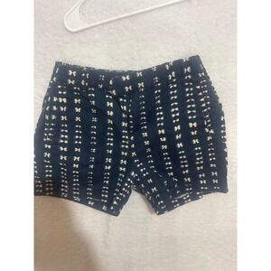 J Crew Women's Navy Blue Tie Dye Bow Print Shorts Size 8 Summer Casual